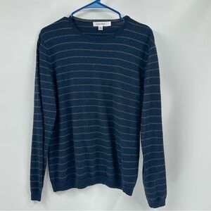 CALVIN KLEIN Blue Stripe Merino Wool Blend Sz M